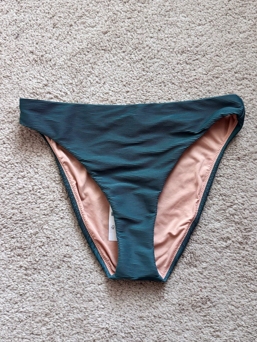 J.Crew Reimagined Womens Bikini Bottoms Olive Green Size M Textured Cheeky